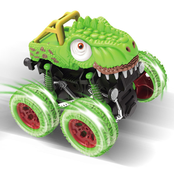 4-Pack Dinosaurie Monstertruck Bilar Leksaker för Barn 2 3 4 År Pojke Gåva, Dra Tillbaka Friktion Tröghet Fordon Present för Barn