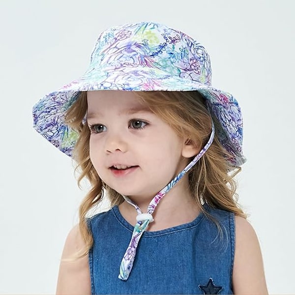 2 stk. Baby Solhat, Børne Fiskerhat, Unisex Bredskyggede Hatte, Justerbar Foldbar, Solbeskyttende Strandhat til Børn