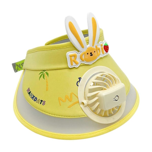 Solskärm Keps med Fläkt USB-driven Solhatt Inbyggd Fläkt för Flickor Pojkar Barn Strand Rosa Yellow M