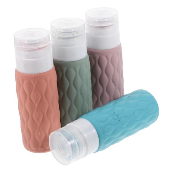 Reseflaskor Set om 4 100 ml Silikon Reseförpackning Pump Schampo Balsam Flaskor