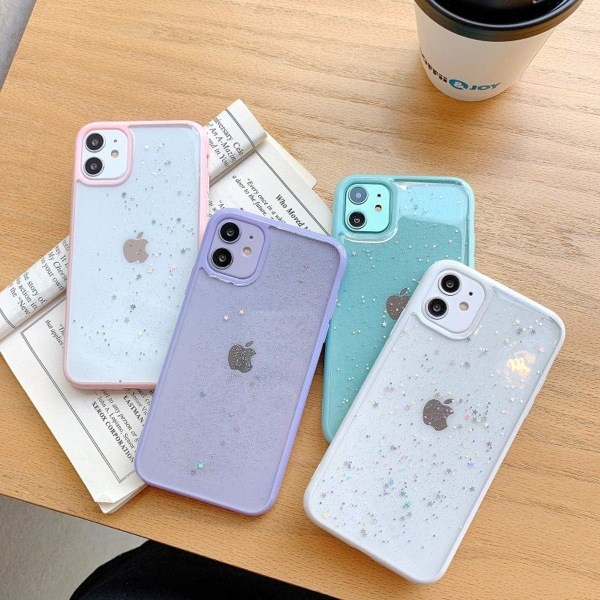 Kompatibel med iPhone 11 Skal, Genomskinlig Glittrande Bling Stjärnglitter Design för Kvinnor Flickor Mjuk TPU Stötsäker Repskyddande Skyddande Skal för iPho