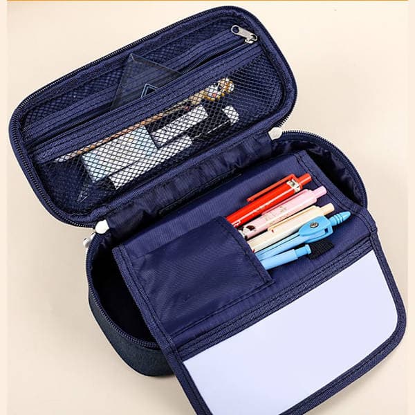 Pencil Case opbevaringspose med stor kapacitet, NAVY BLÅ NAVY BLUE