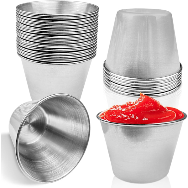 20 stk. sauceskåle, skål i rustfrit stål, små stabelbare dyppeskåle, sojasovsskåle, dyppeskåle, små skåle, salatdressinger, snacks (60 ml)