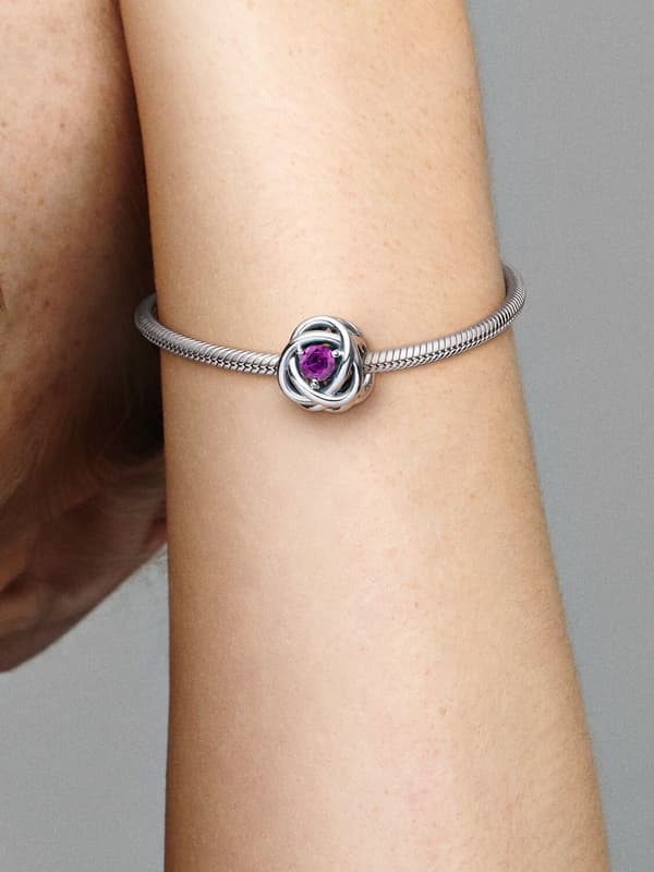 - Februar Lilla Evighedscirkel Charm - Sterlingsølv