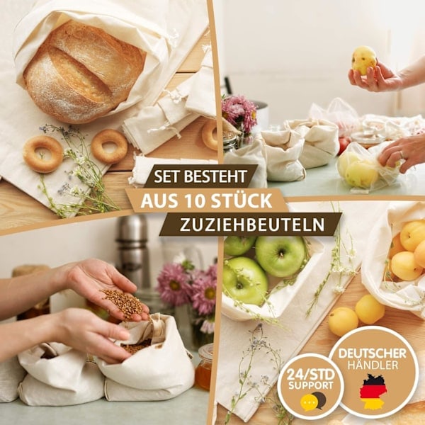 10 stk. små stoffposer for maling, mini poser for gaver beige 18*27cm