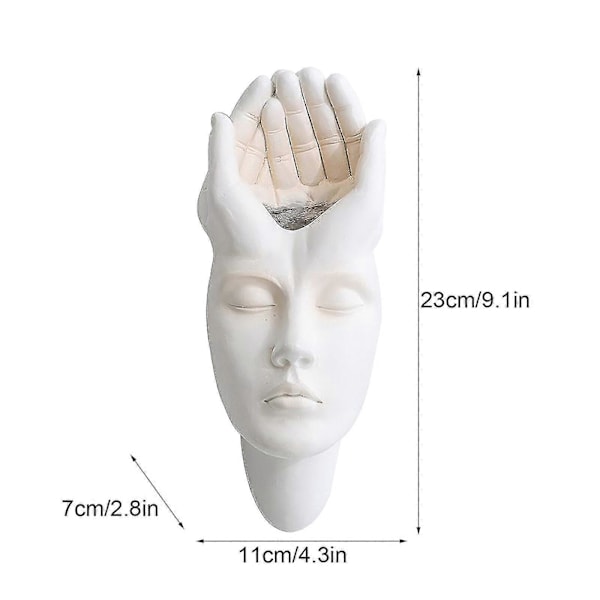 100% ny, Figur Blomsterpotte Resin Plantekasse Nordisk Hvid Abstrakt Kunst Vægdekoration Karakter Ansigt Vase style 2