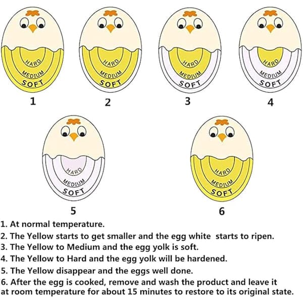 Egg Timer, Fargeskiftende Egg Timer, Enkel Eggkoking, Eggkoketimer, Eggkoker, Timer, Gult Egg