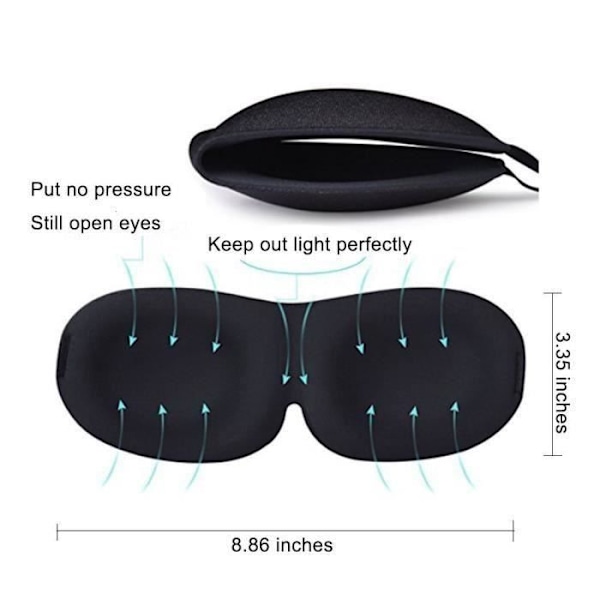 Unimaski, 3D Pehmeä Memory Foam Yömaski Ergonominen Silmämaski Valon- ja Väsymyksenvastainen Kulta