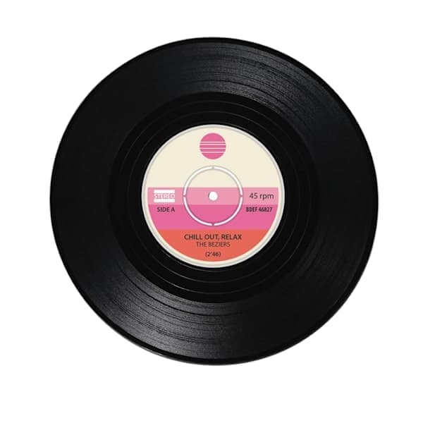 4-pak Vinyl Plade Coasters - Sort, Retro Coasters til Bordbeskyttelse