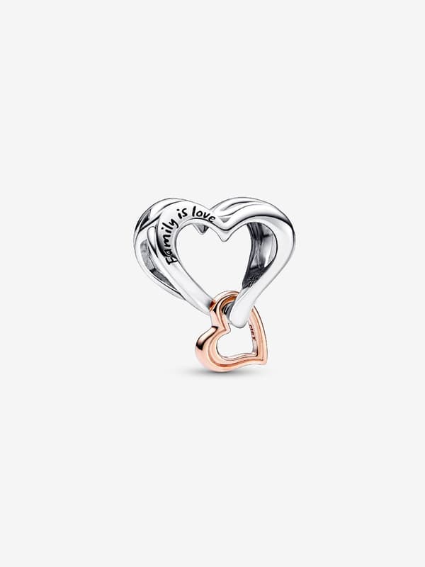 - Tofarget Openwork Infinity Heart Charm - Sterling sølv, 14k roségullbelegg