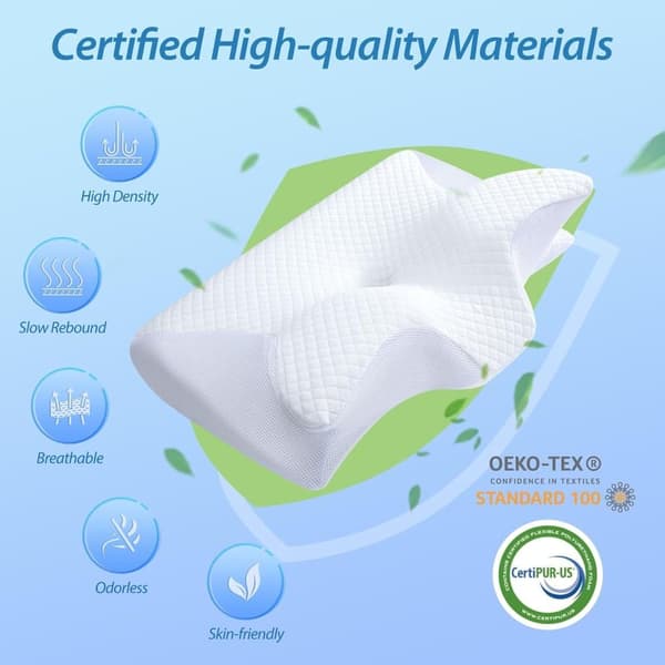 Ortopedisk Nackkudde Memory Foam Sovkudde för Nack- och Ryggsmärta vit white