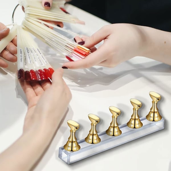 3 set akryl nagelövningshållare fingernagel display stativ nagelkonst DIY verktyg, nagelbricka magnetisk lös nagelverktyg nagelövningsbas