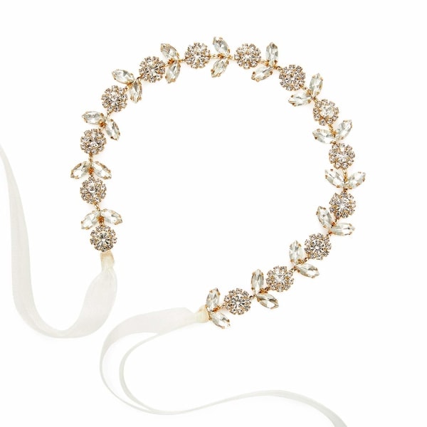 Rhinestone Brudehodebånd Krystall Bryllup Hodeplagg Gull Hårtilbehør For Brud Brudepike Blomsterpike
