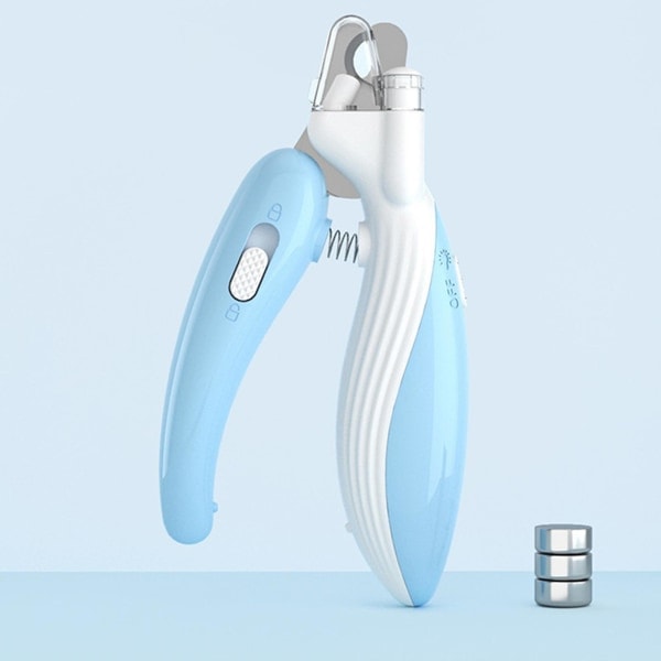 Kloklippere til kæledyr, Kloklippere til hunde og katte, med sikkerhedsafskærmning og LED-lys, Anti-cut blodlinje, Kloklippere til store, mellemstore og små Si blue