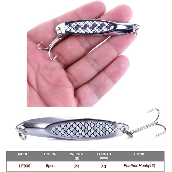 Set, 5 st metallpaljettskedar för Marine Lake Lure Tool för saltvatten sötvatten öring lax（7cm）