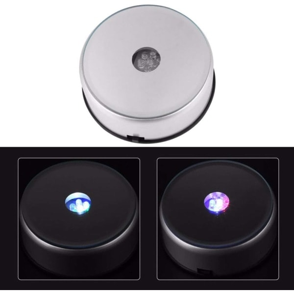 7 LED lys krystall display stativ base, 7 farger roterende krystall display stativ base med AC adapter