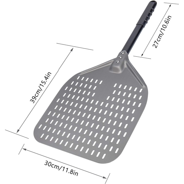 12 tums Perforerad Pizzaspade, Professionell Rektangulär Pizzaspade, Hårdanodiserad Aluminium Vändbar Pizzaugnspade 12x14 tums Blad