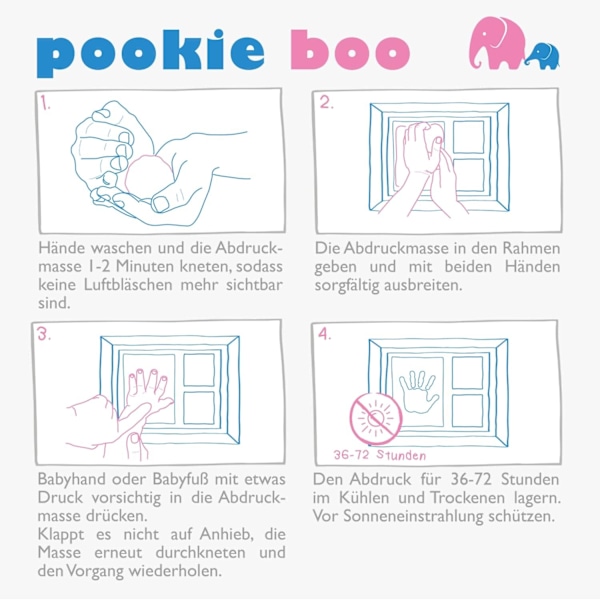 Pookie Boo:n ensiluokkainen vauvan käsi- ja jalanjälkisetti itsellesi