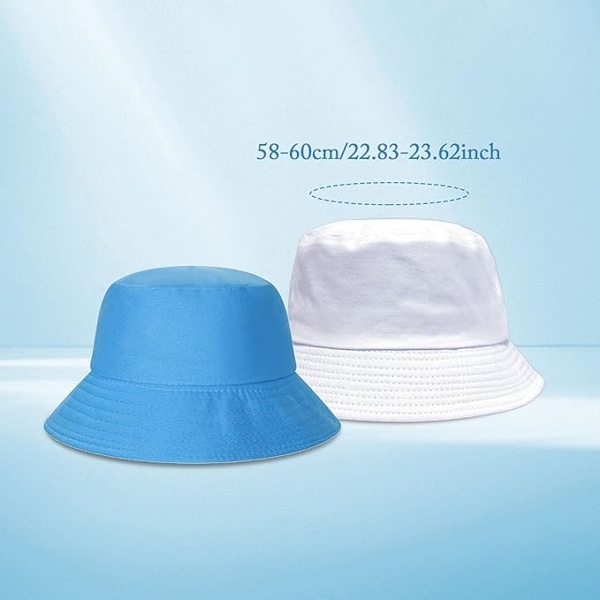 2-pak Sommer Fiskerhatte, Bomulds UV-beskyttelse Bucket Hat, Regnhatte til Kvinder og Mænd