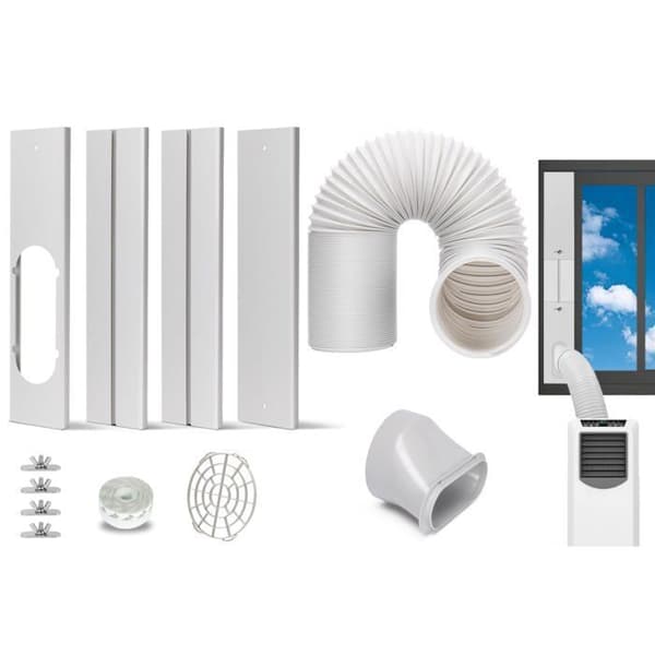 Universal vindueskit til bærbar aircondition – 4 paneler, 149,9 & 200,2 cm slanger, adapter (hvid)