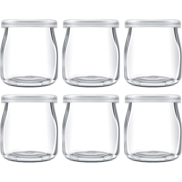 200ml Yoghurtpudding Glasburkar med Plastlock Mini Kopp Små Glasflaskor (6)