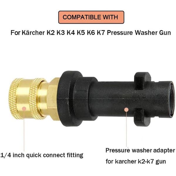 1/4\" snabbkopplingsadapter för högtryckstvättspistol. Kompatibel med Karcher/Kärcher K-serien K2-7