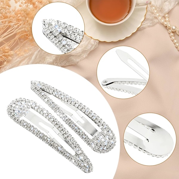 2 kpl Rhinestone-hiusklipsit Metalliset napsautettavat hiusneulat Barrettes Hiusneula Koristeelliset hiustarvikkeet naisille ja tytöille