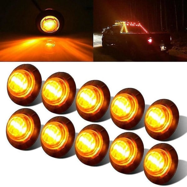 Nya 20x 3/4 tum 3 LED sidomarkeringsljus släpvagn lastbil blinkersljus positionsljus gult