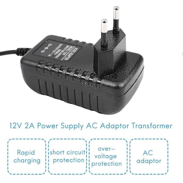 AC/DC 12V 2A 24W strømforsyningsadaptertransformator for 5050 3528 LED-stripe EU-plugg