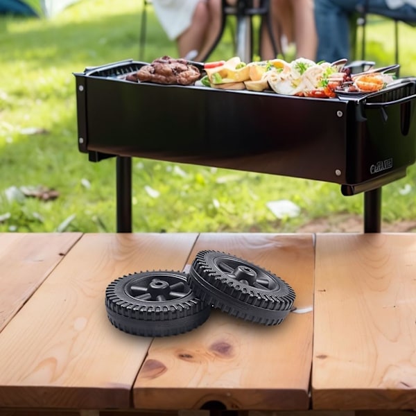 BBQ ugnshjul 2 st gasgrillhjul reservdelar plast multifunktionella grillhjul (svarta)