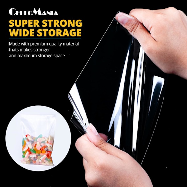 Transparenta Cellofanpåsar 100-pack (11*16cm) - Självhäftande Små Transparenta Påsar, Kakpåsar Perfekta för Godis, Presenter, Smycken, A6-A10 Kort 11*16cm