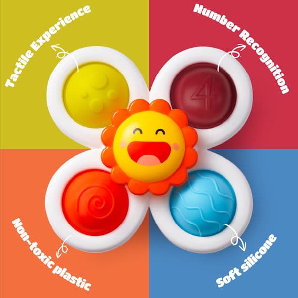 Sensorisk Fidget Spinner – Gulrot/Bie/Sol Design | Barneleke for Avslapning og Sensorisk Stimulering