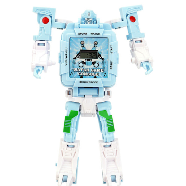 Transformerande Robot Barnleksaksklocka (Blå Spelklocka)