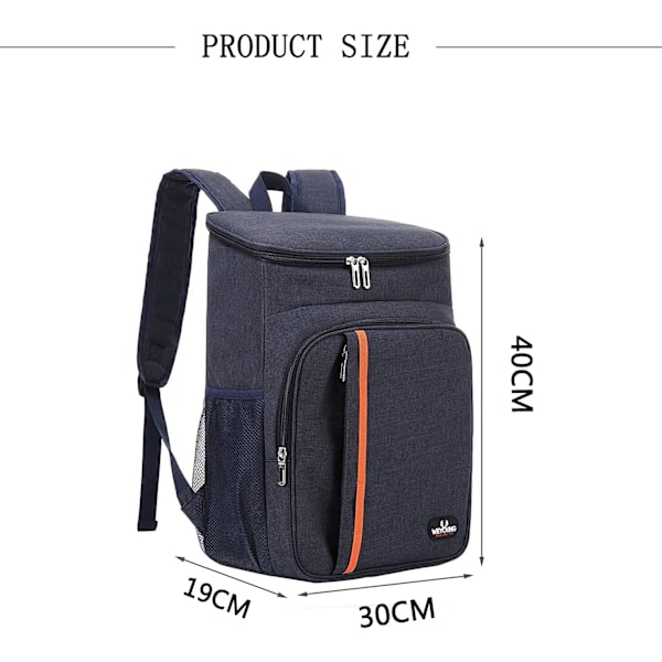 Termisk kylväska, 22 L, vattentät eller kyld mat och dryck för picknickar, vandring, camping, grillning, sportevenemang Navy