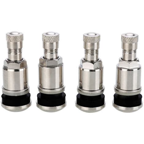 4 x 45 mm silverfärgade slanglösa bilventiler i stål