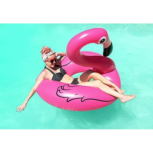 Rosa Flamingo Uppblåsbar Flamingo Pool för Vuxna Ca. 105cm Utomhus Party Strandflotte Leksak Fantastisk Uppblåsbar Ring Flyt för Både Vuxna och Barn