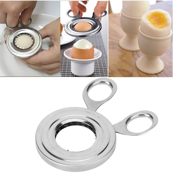 Äggskalsöppnare i rostfritt stål, ägghuvuden, äggskärare för mjuka ägg, äggöppnare, äggplockare, för enkel och snabb öppning av ägg, köksredskap