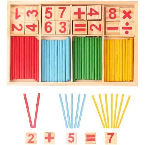 Barnespill - Montessori Tallspillpinner - 24 telleklosser - 4 farger - Tre