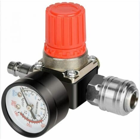 1-delt trykkreduksjon for trykkluft, 1/4\" trykkreduksjon, 4-hulls trykkregulator med trykkmåler, kompressor