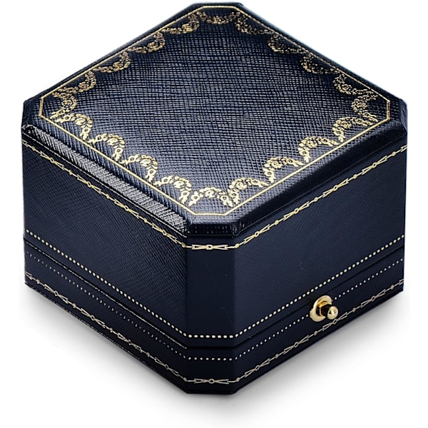 Ringæske PU Læder Elegant Ring Organizer Æske til Forlovelse Bryllup Fødselsdag Jul