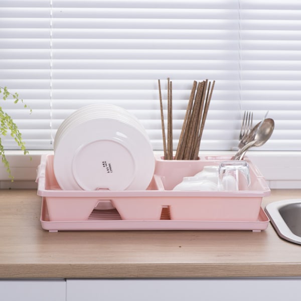 Stor Diskställning Stark Plast Rymmer Upp Till 12 Tallrikar Pink