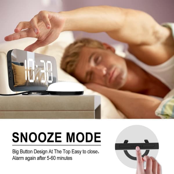 Extra Hög Vibrerande Väckarklocka, Digital Väckarklocka med Sängvibrator, Stor Display, USB-laddare, Digital Hög Elektronisk Klocka svart black