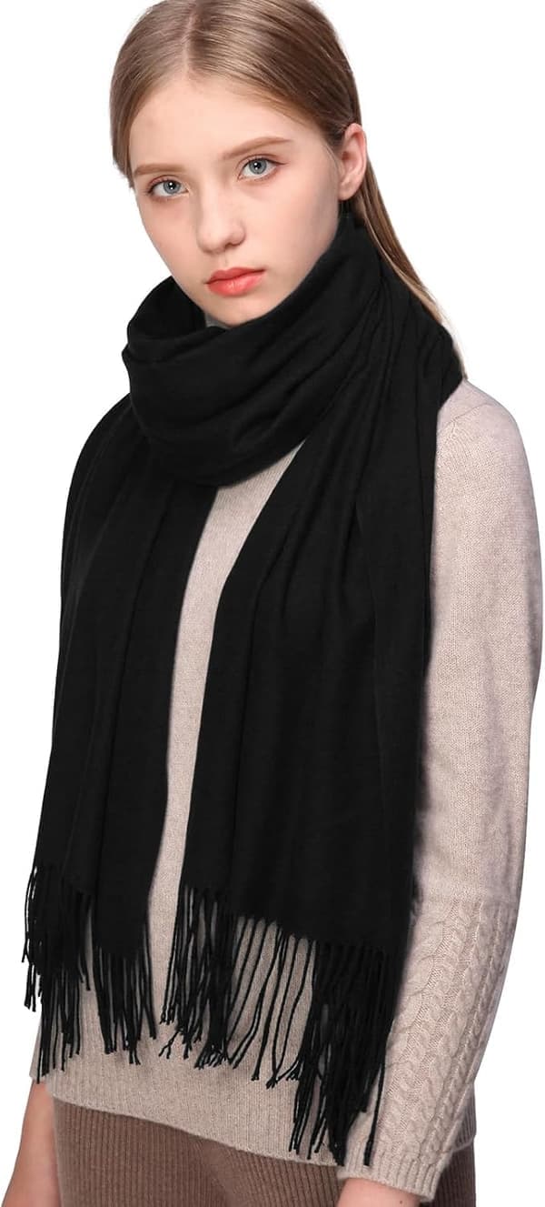 Dame Tørklæder Pashmina Sjaler og Wraps til Bryllup Tørklæder til Kvinder Vinter Sort Black