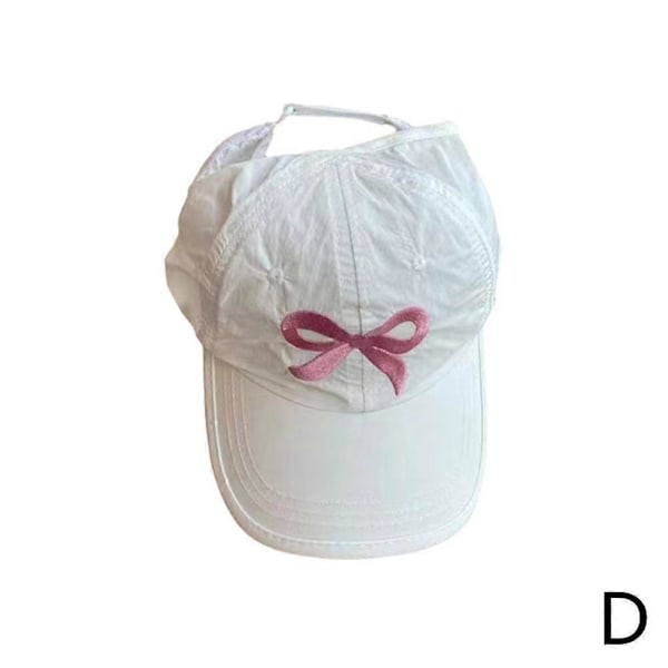 Ålder 2-8 Broderad Rosett Baseballkeps Hög Hästsvans Barn Solskärm Hatt Sommar white