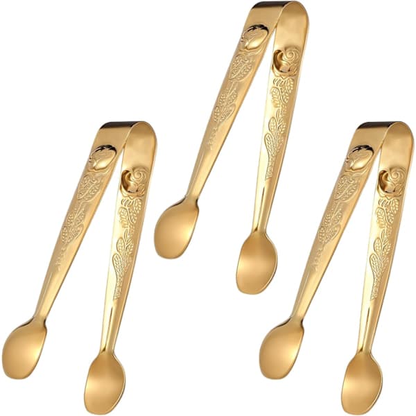stk. Mini serveringstænger 10,4 cm Rose rustfrit stål sukkertænger Små istænger Guld serveringstænger til te- og kaffefester Charcuteri Desserter