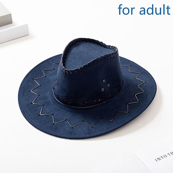 Western Cowboy Hat til Mænd Kvinder Børn Udendørs Bredskygget Kunstlæder Kasket Pink L