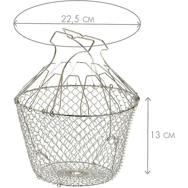 Vikbar salladsslunga med förstärkningar - Rostfritt stål - Enkel förvaring - Skonsam centrifugering - 22,5 cm