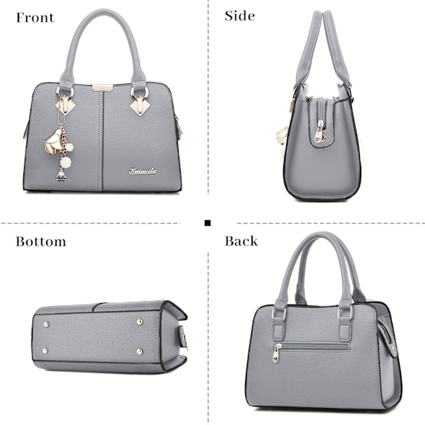 Håndvesker for kvinner Elegant anheng Damer Skuldervesker Topphåndtak Crossbody Veske PU Lær for Shopping Arbeid Dating Grey