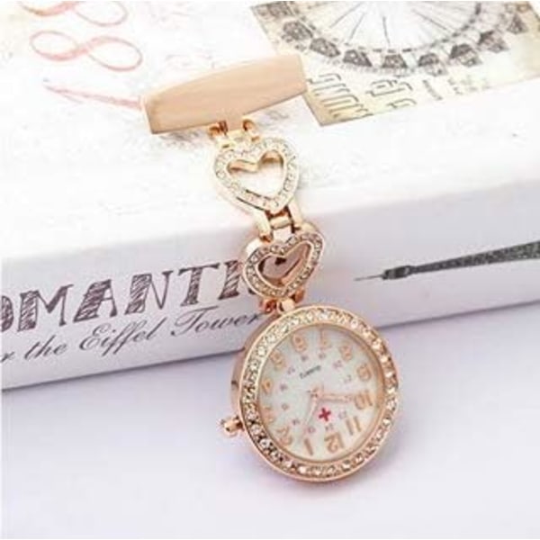 Dame Hjerte Stål Sygeplejerske Læge Tunika Broche Quartz FOB Lommeur Medicinsk Ur