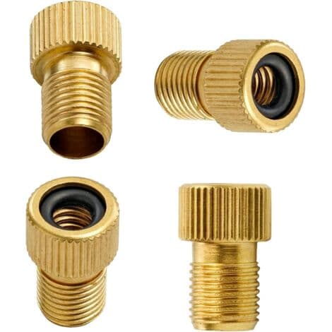 Sett med 4 Presta til Schrader ventiladaptere – Solid messing og rustfri – Enkel oppblåsing med alle luftpumper